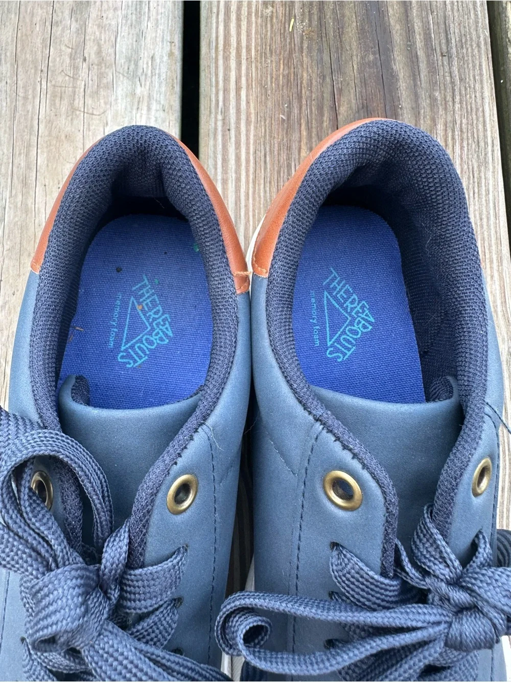 Boys Casual Navy Leather-Trim Sneakers